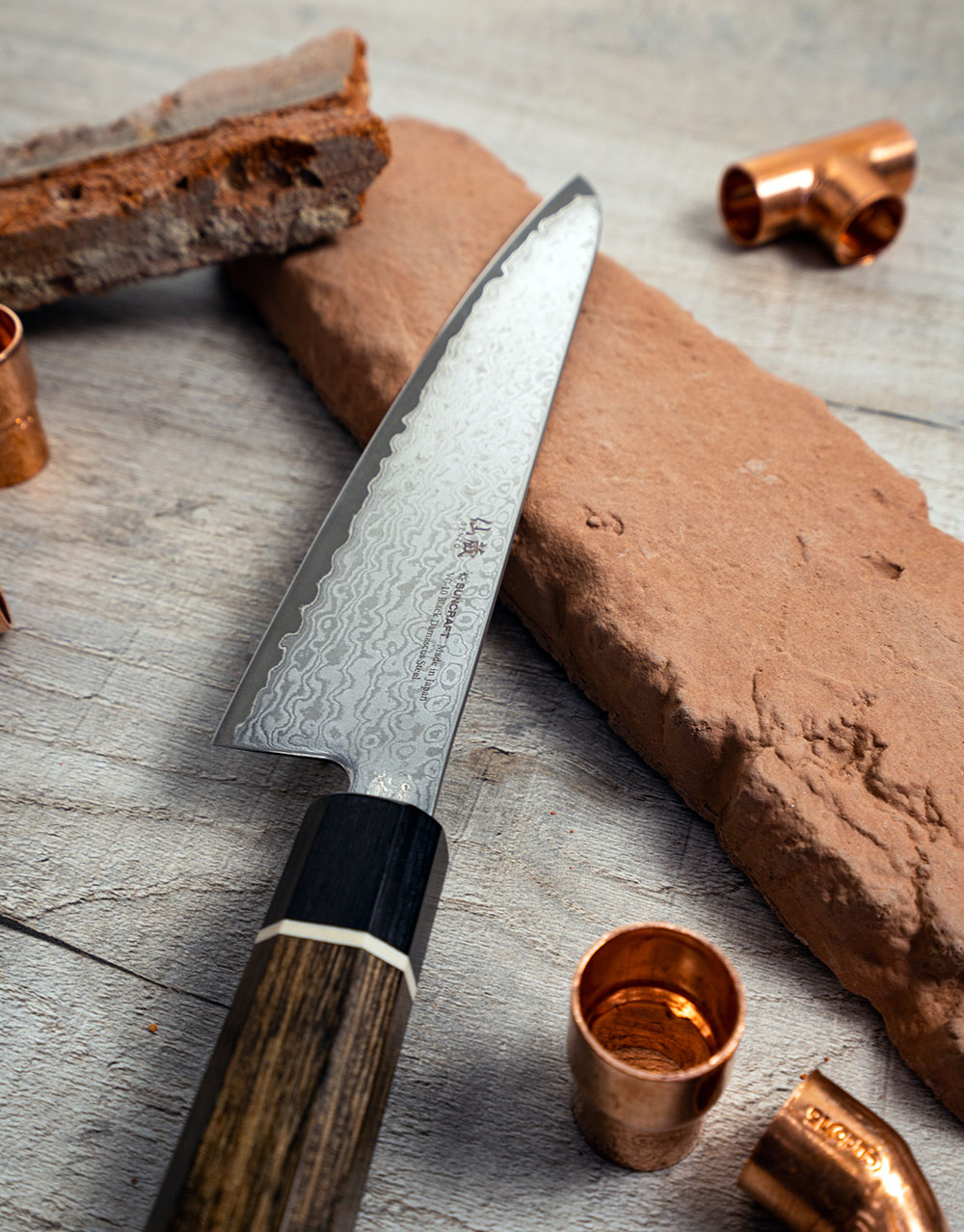 Кухонний ніж Сантоку 143 мм Suncraft Senzo Black (BD-03) - Зображення 4