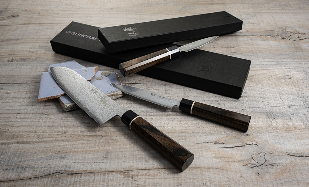 Кухонний ніж Санток 167 мм Suncraft Senzo Black (BD-04) - Зображення 4